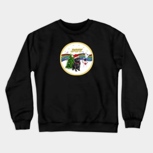 Black Pug in Christmas Design titled "Christmas Music" Crewneck Sweatshirt